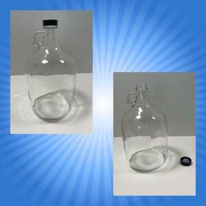 4 New 1 Gallon Glass Loop Jugs w/ Black Phenolic Cap & Polycone Liner Lids